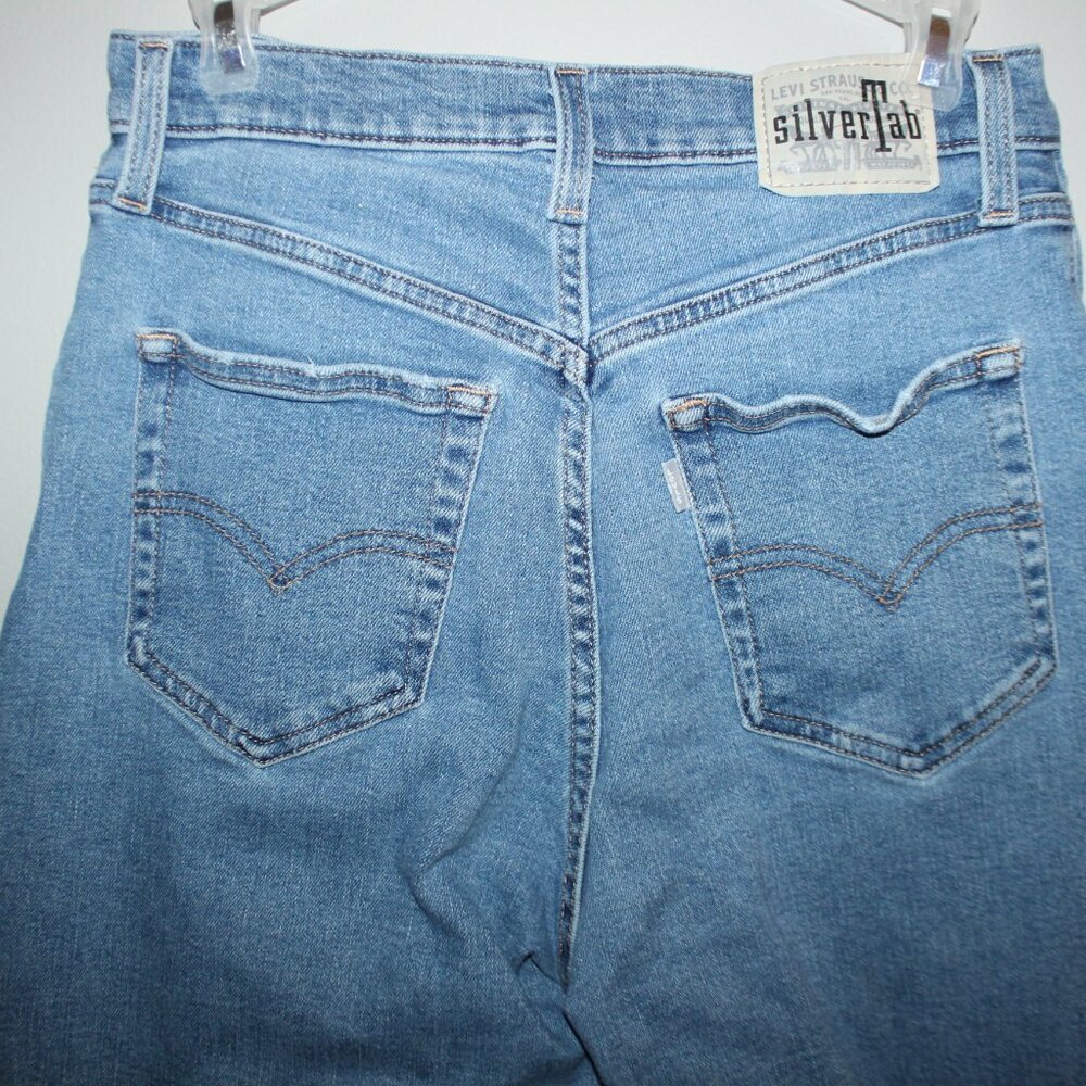 LEVIS Silver Tab Mom Jeans 29/8 Barrel Leg Tapered High Waist 90s Distressed Bag - Picture 8 of 13